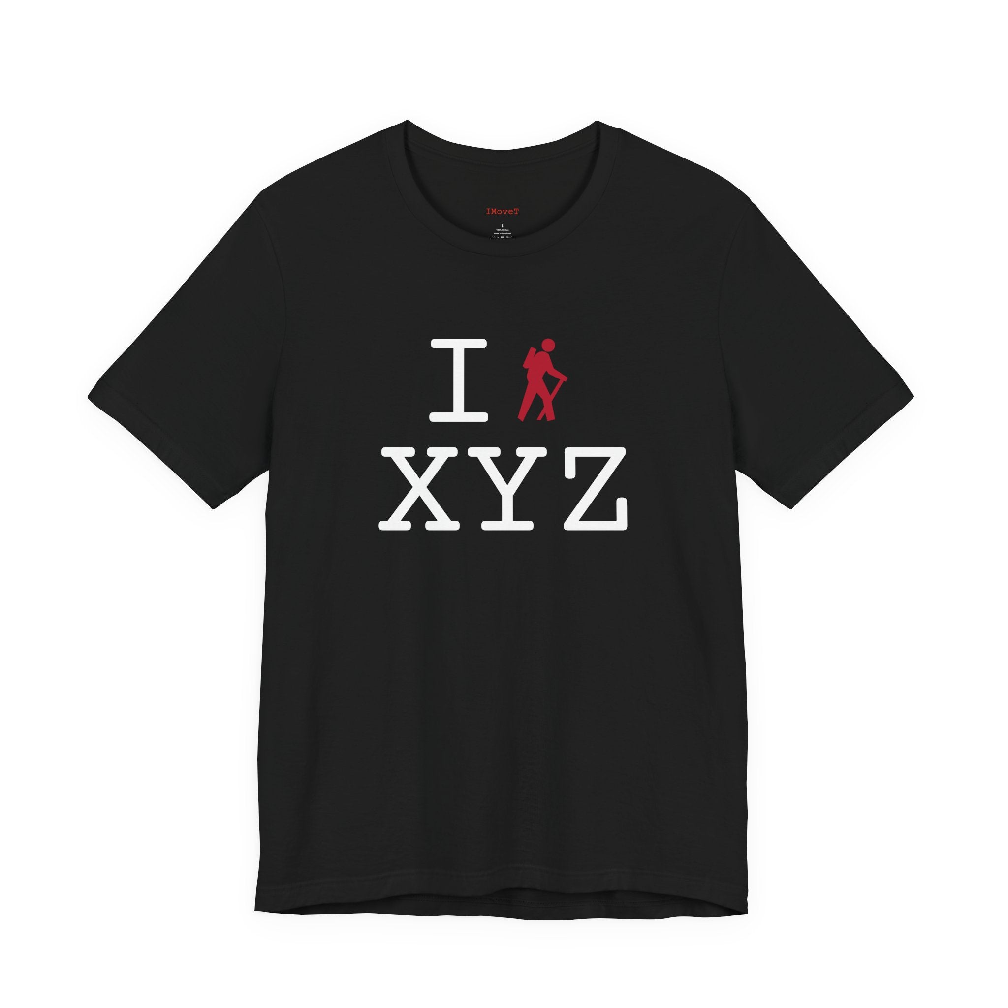 I Hike ___ unisex T, red hiker