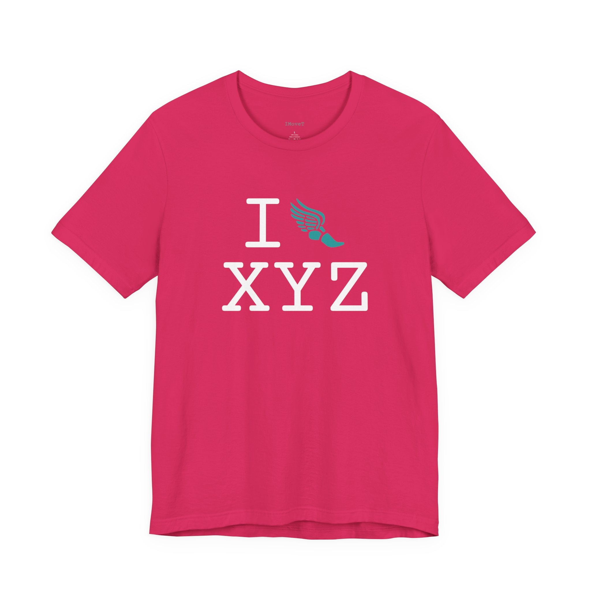I Run ___ unisex T, teal logo