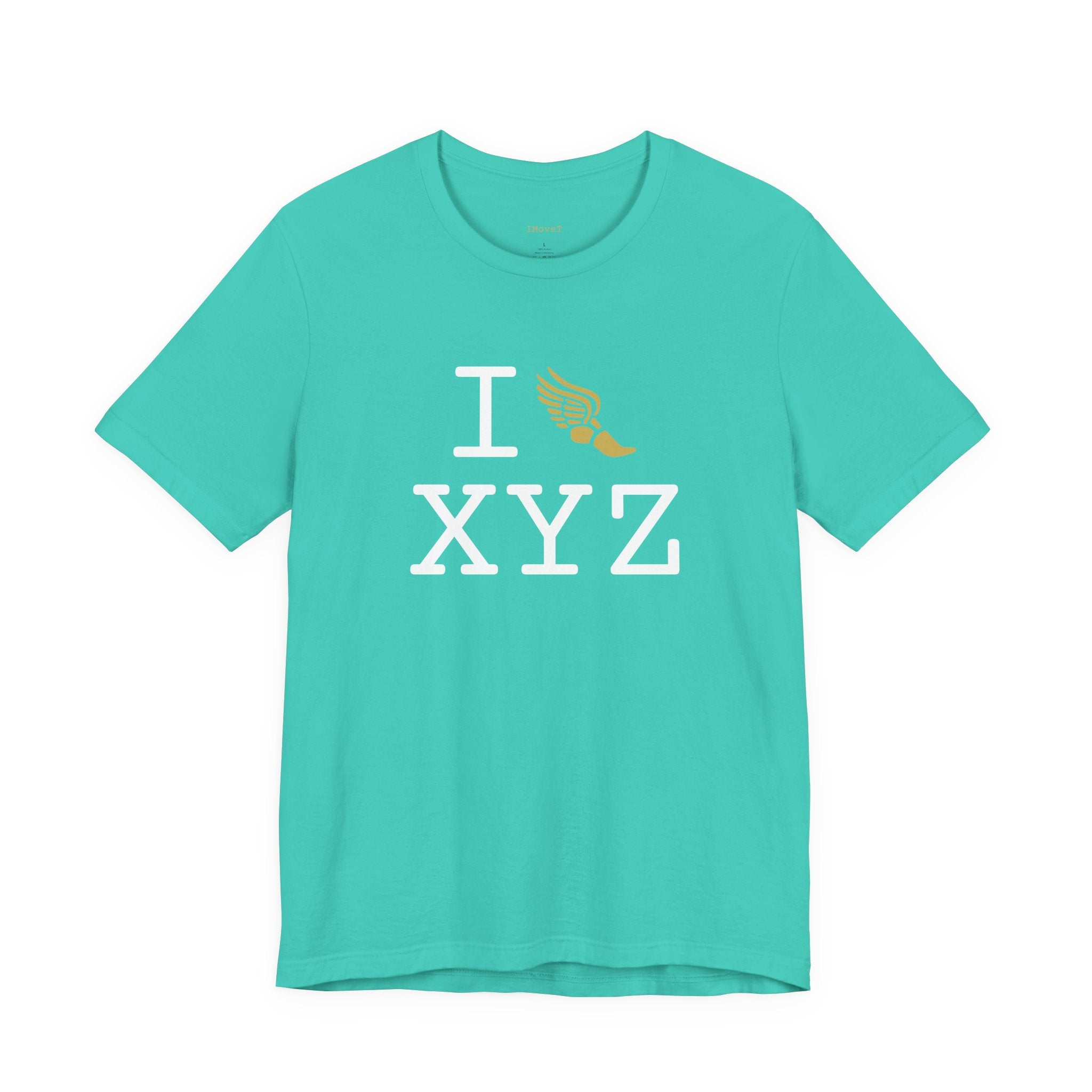 I Run ___ unisex T, gold logo