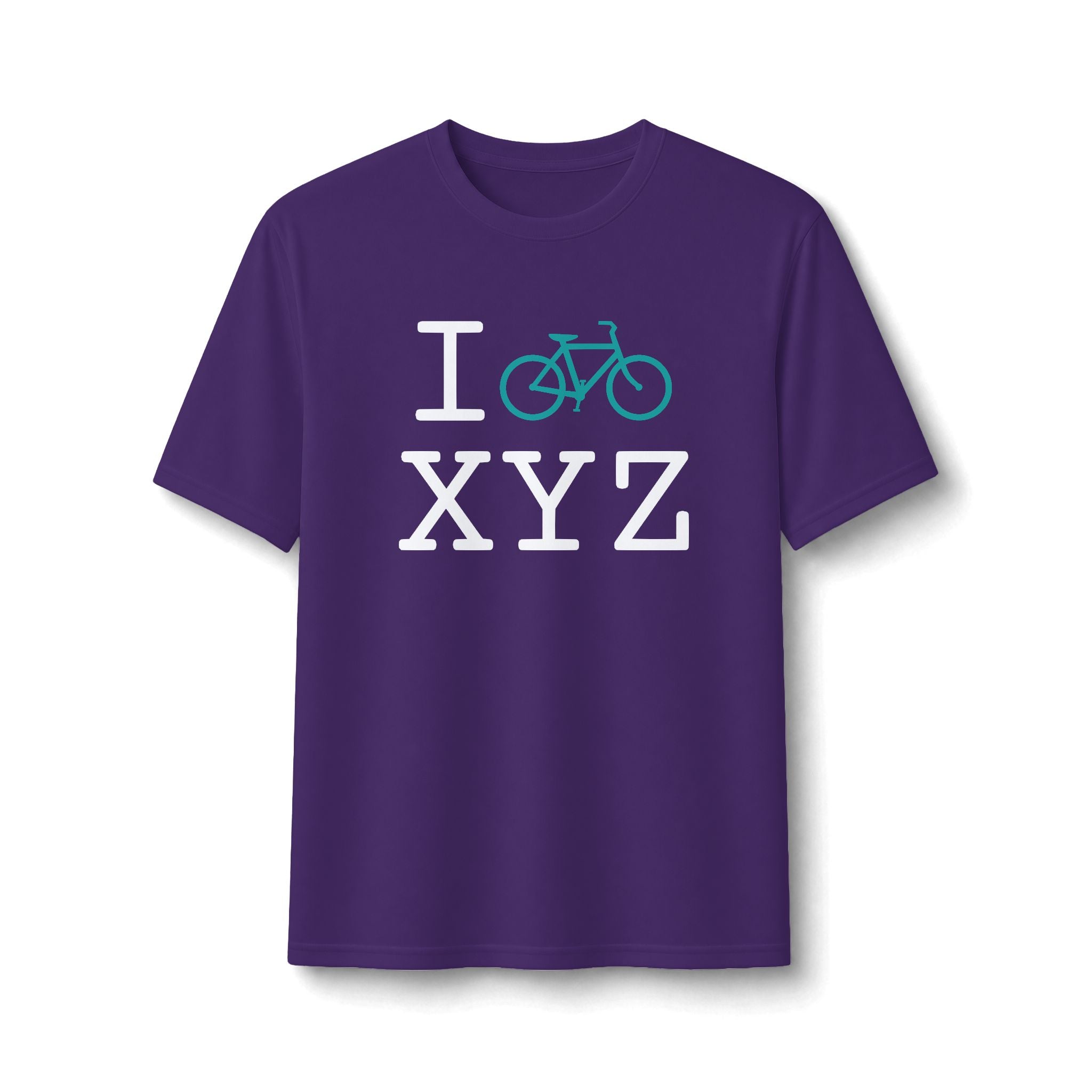 "I Bike ___" athletic T, teal bike