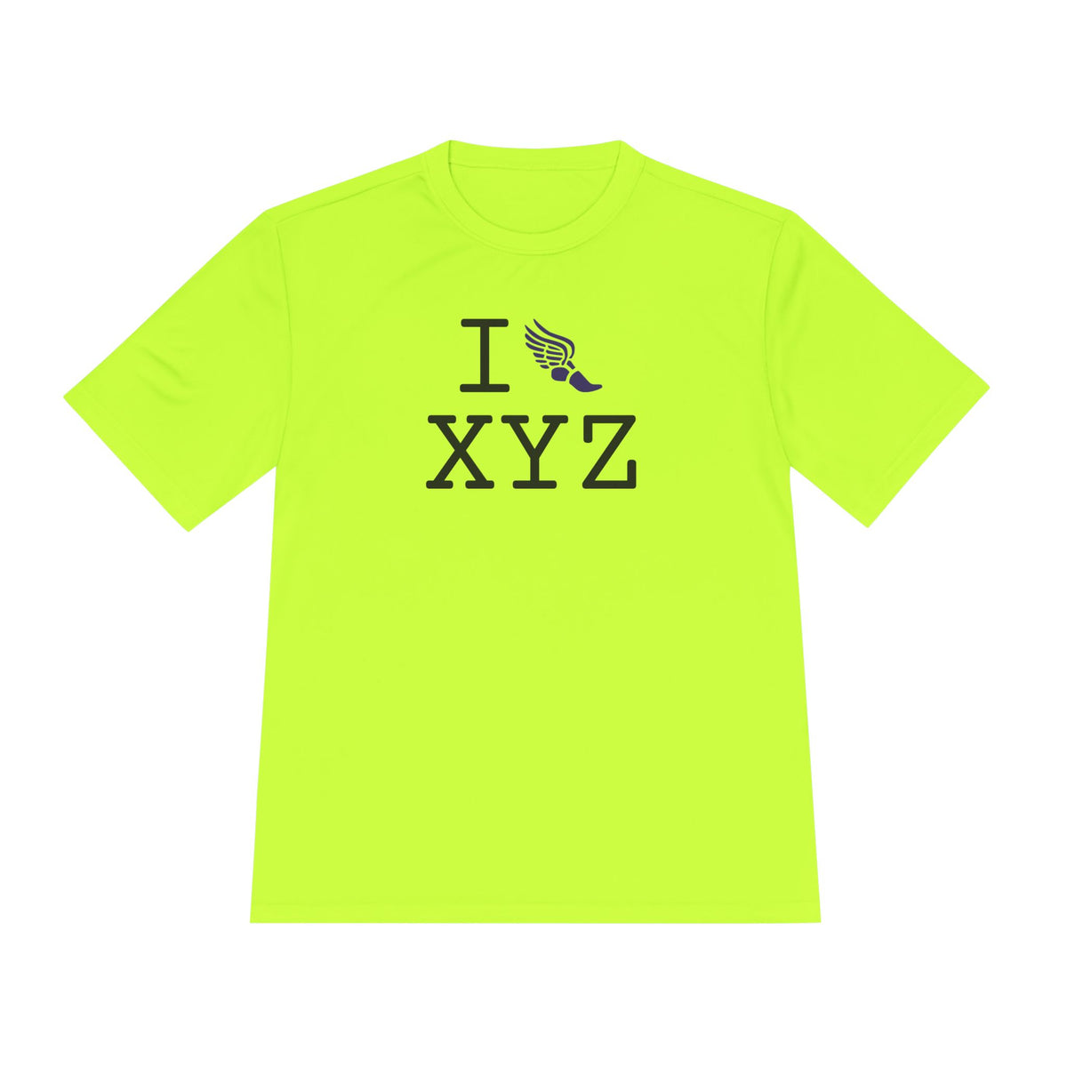 I Run athletic T, purple logo
