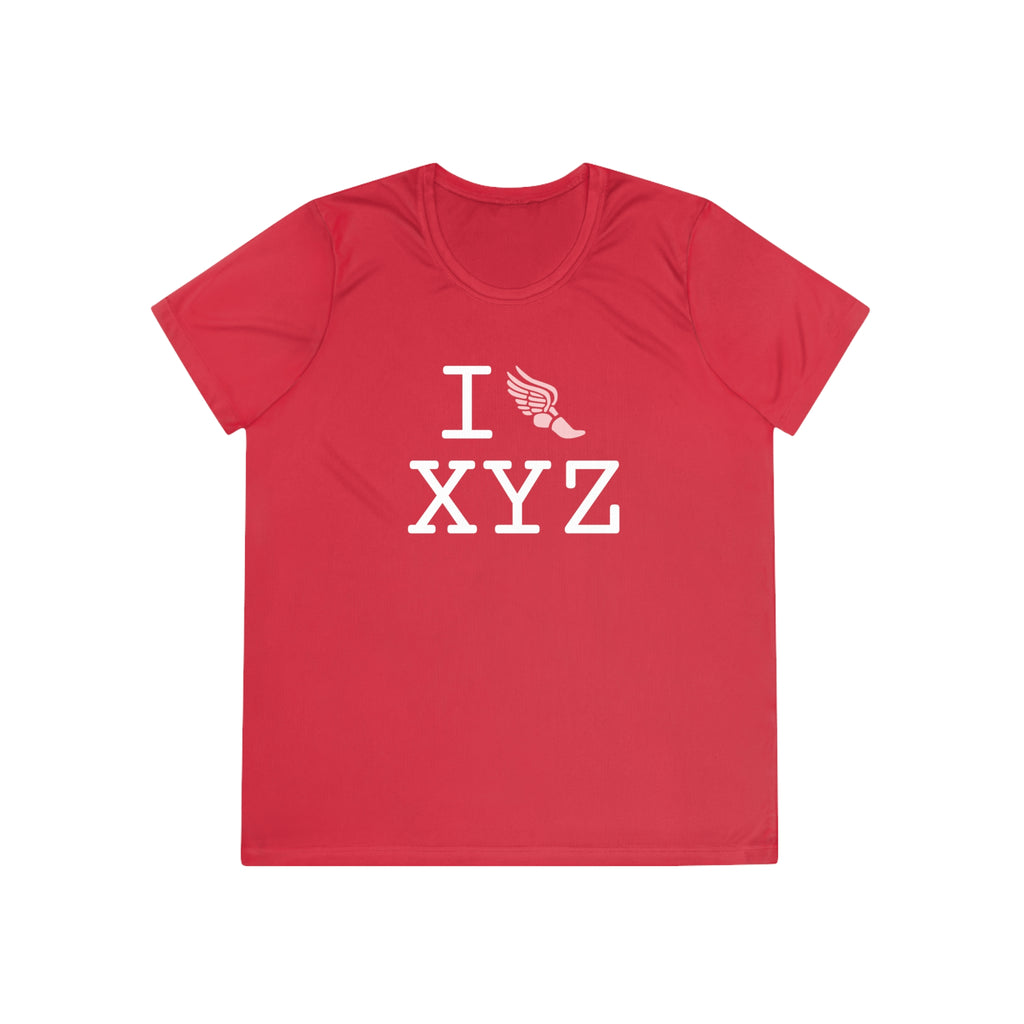 I Run women's athletic T, pink logo