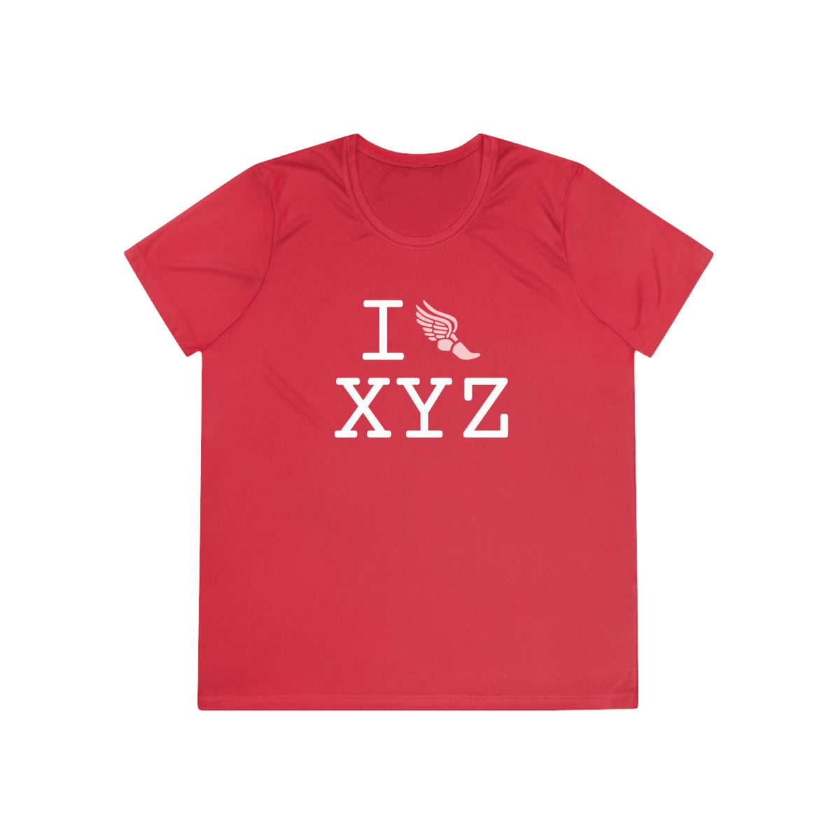 I Run women's athletic T, pink logo
