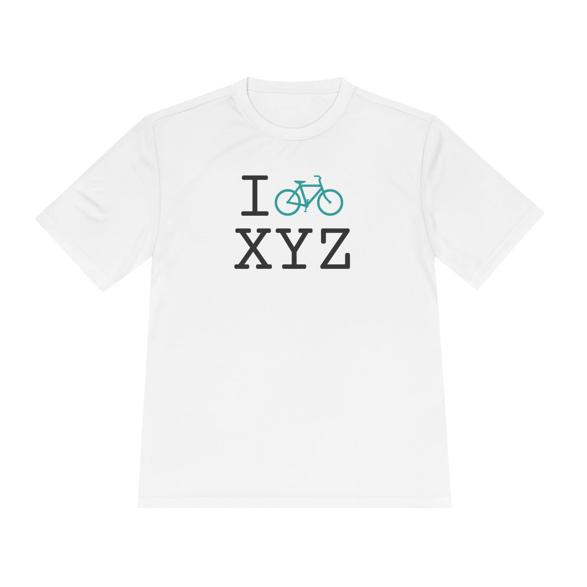 I Bike athletic T, teal bike
