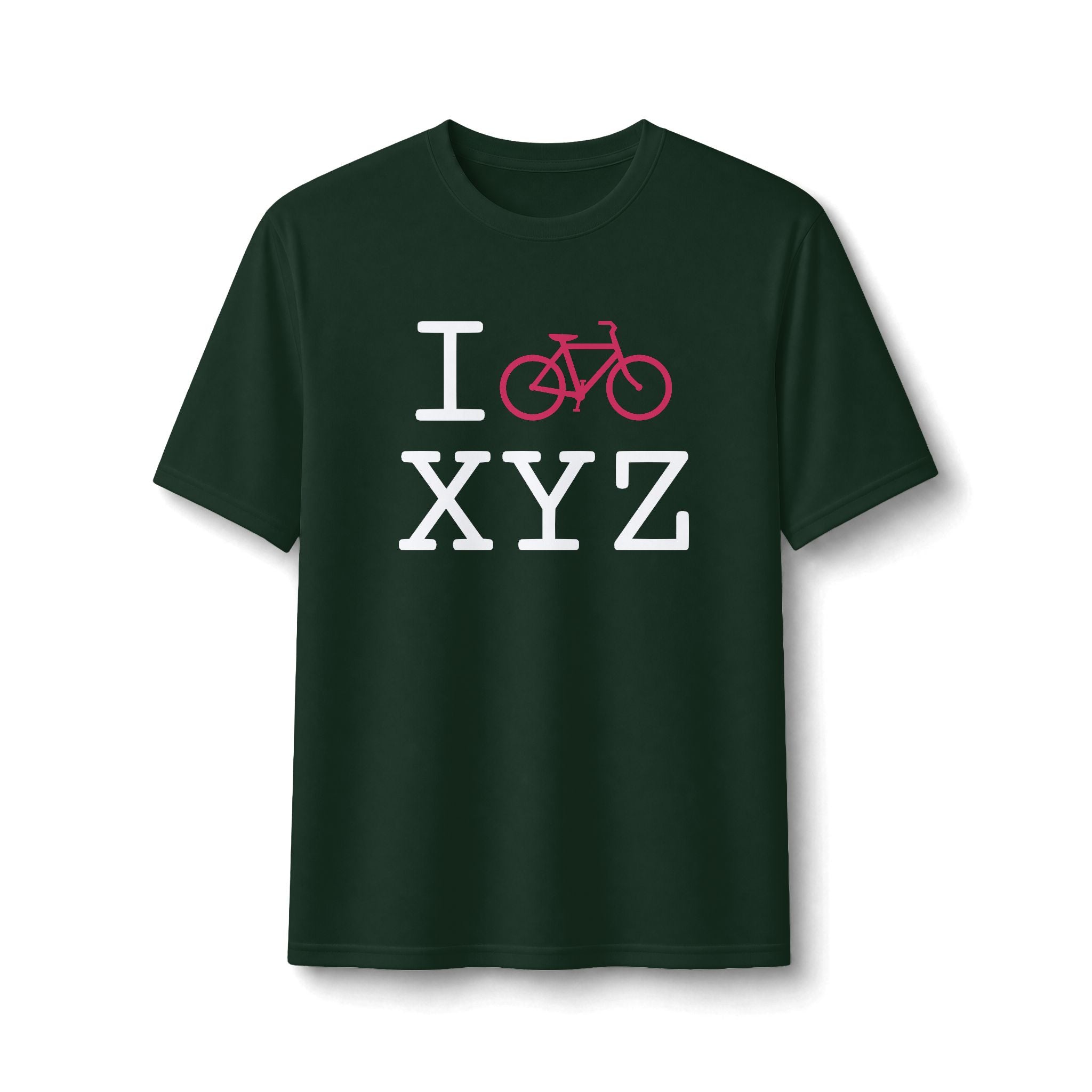 "I Bike ___" athletic T, hot pink bike