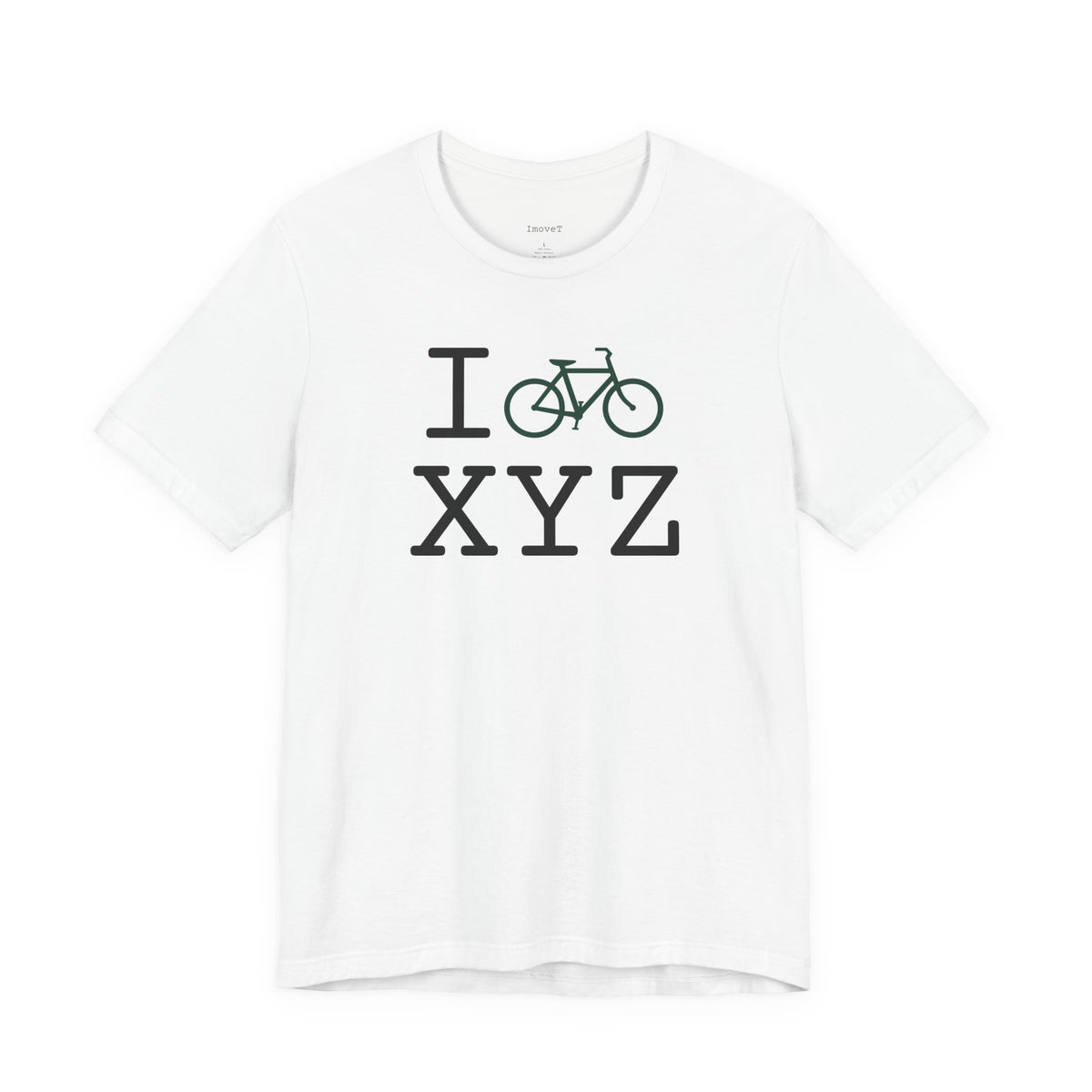 I Bike unisex T, dark green bike