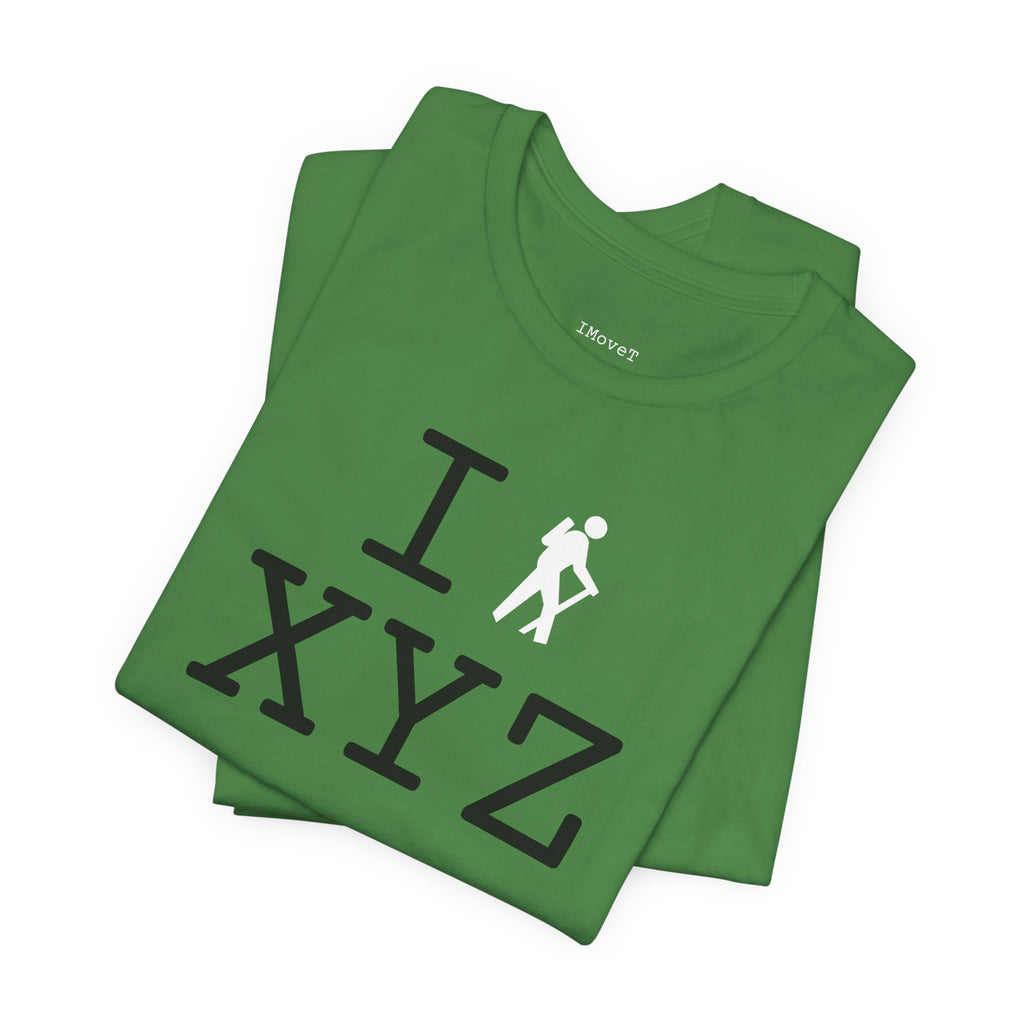 I Hike unisex T, white hiker