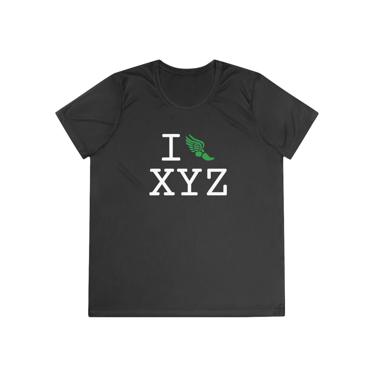 I Run women's athletic T, green logo