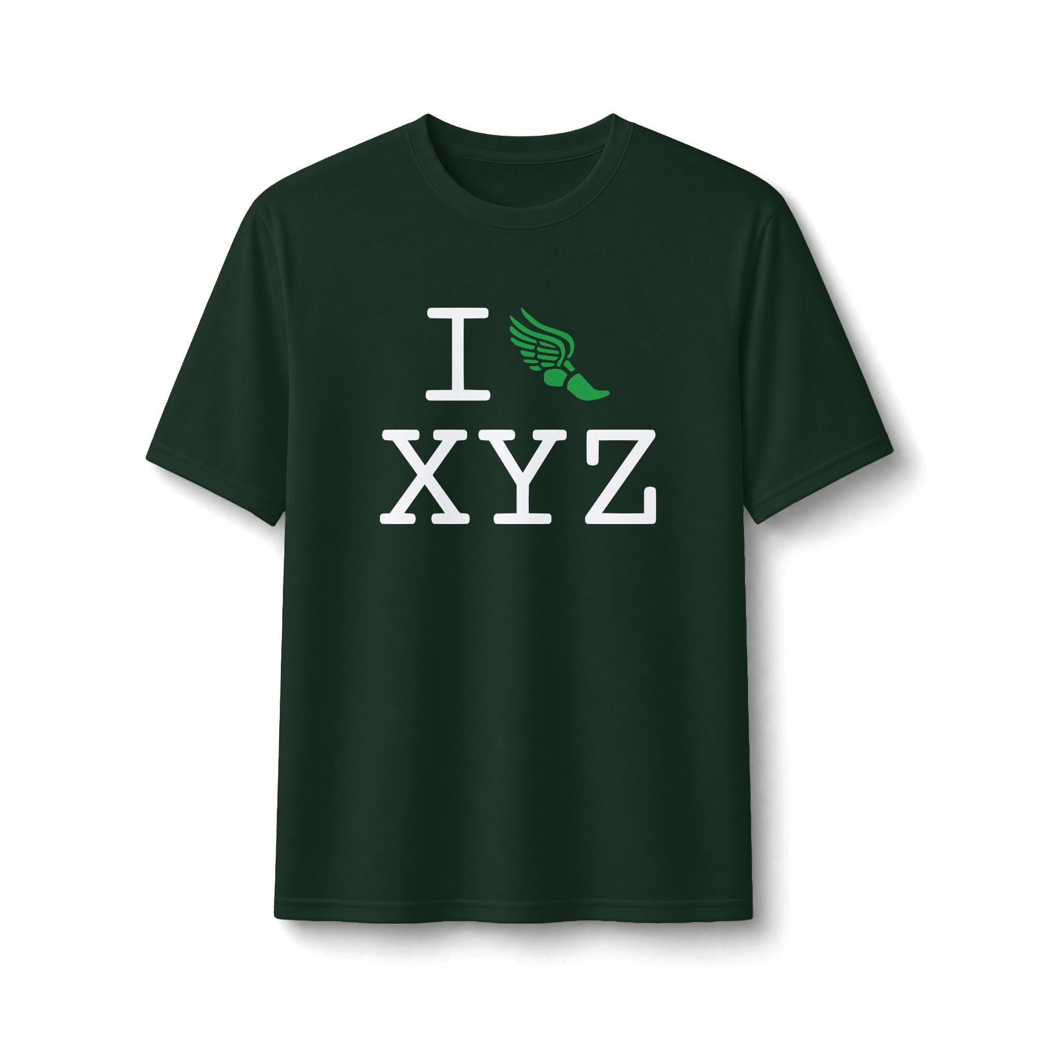 I Run ___ athletic T, green logo