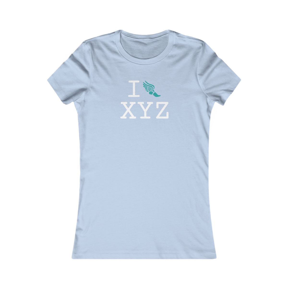 I Run women's T, teal logo
