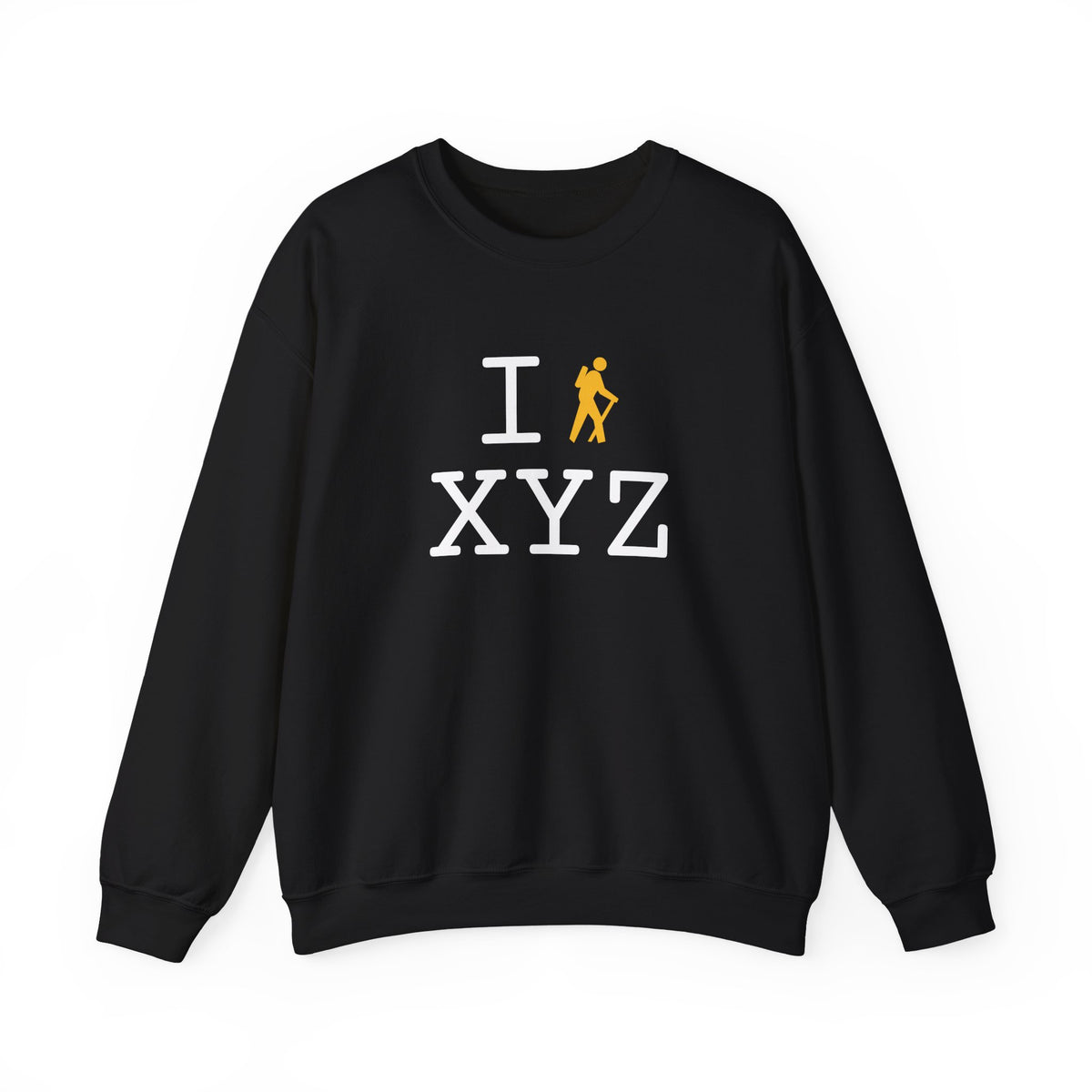 I Hike sweatshirt, yellow hiker