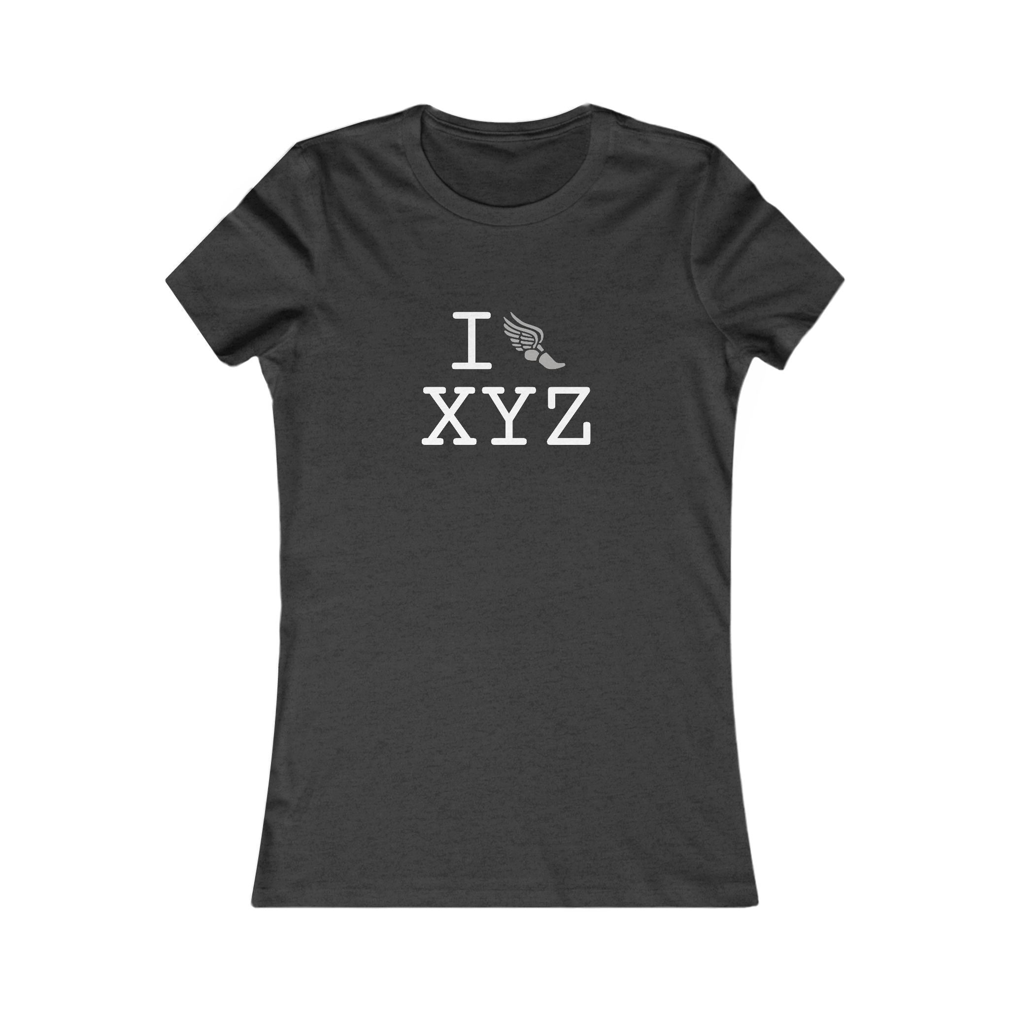 I Run ___ women's T, grey logo