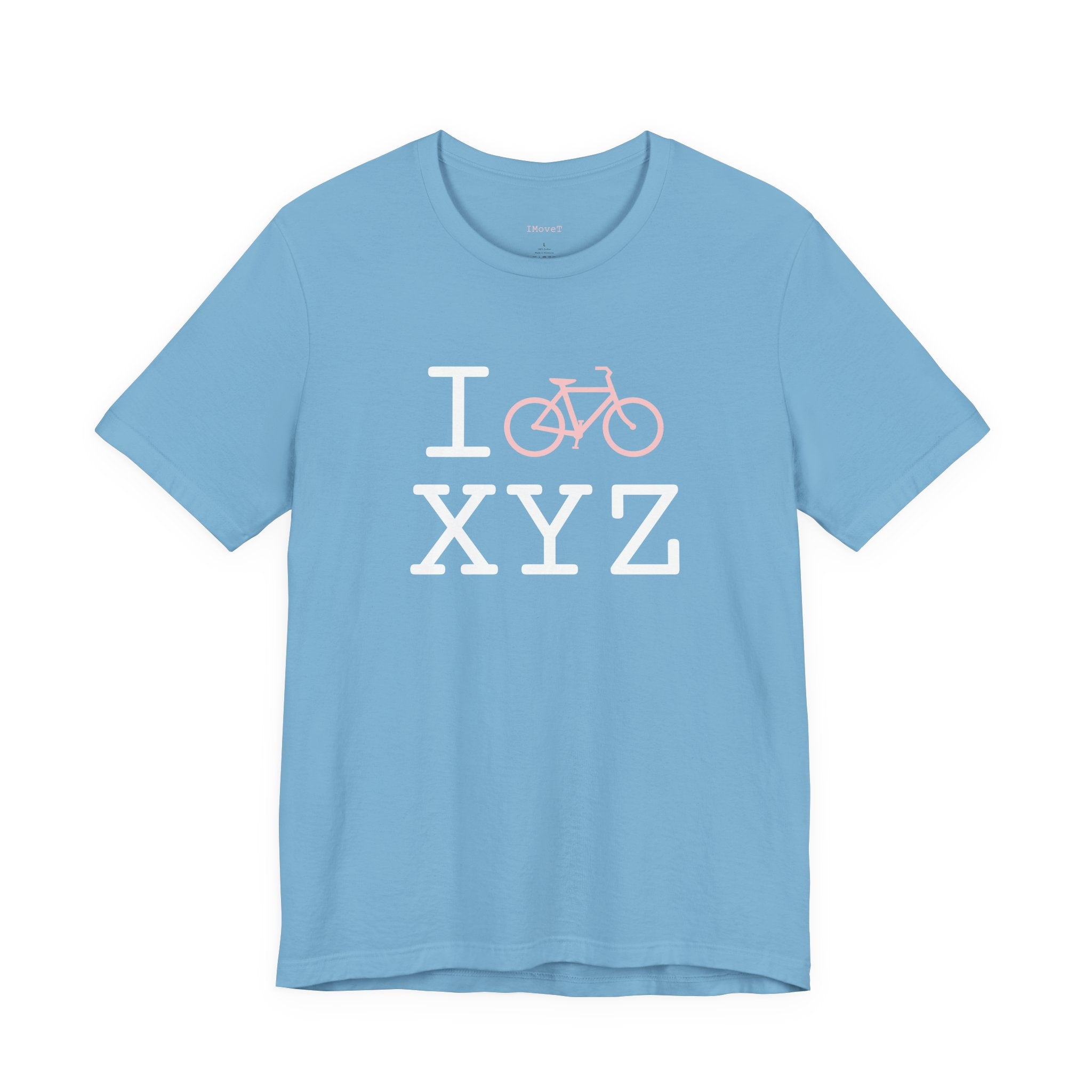 I Bike ___ unisex T, pink bike