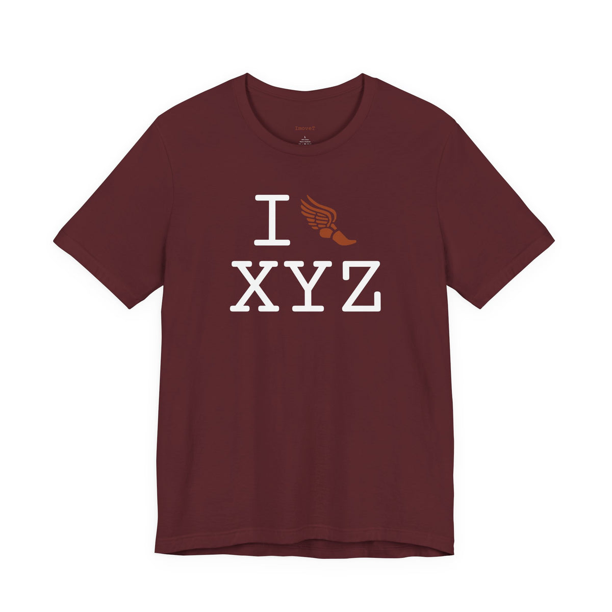 I Run unisex T, dark orange logo