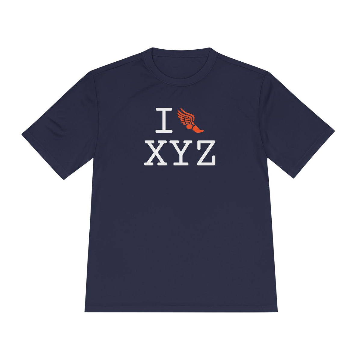 I Run athletic T, orange logo