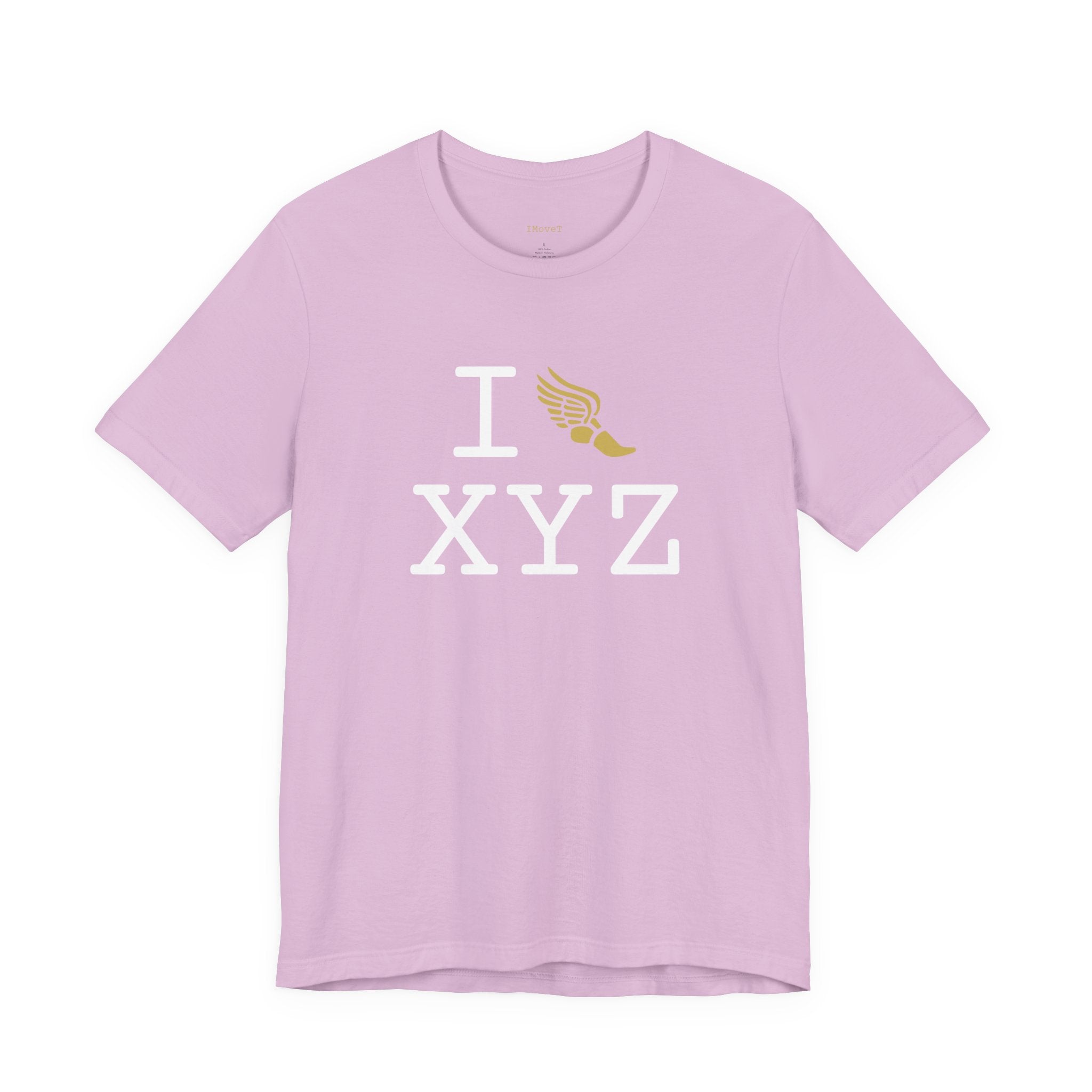 I Run ___ unisex T, gold logo
