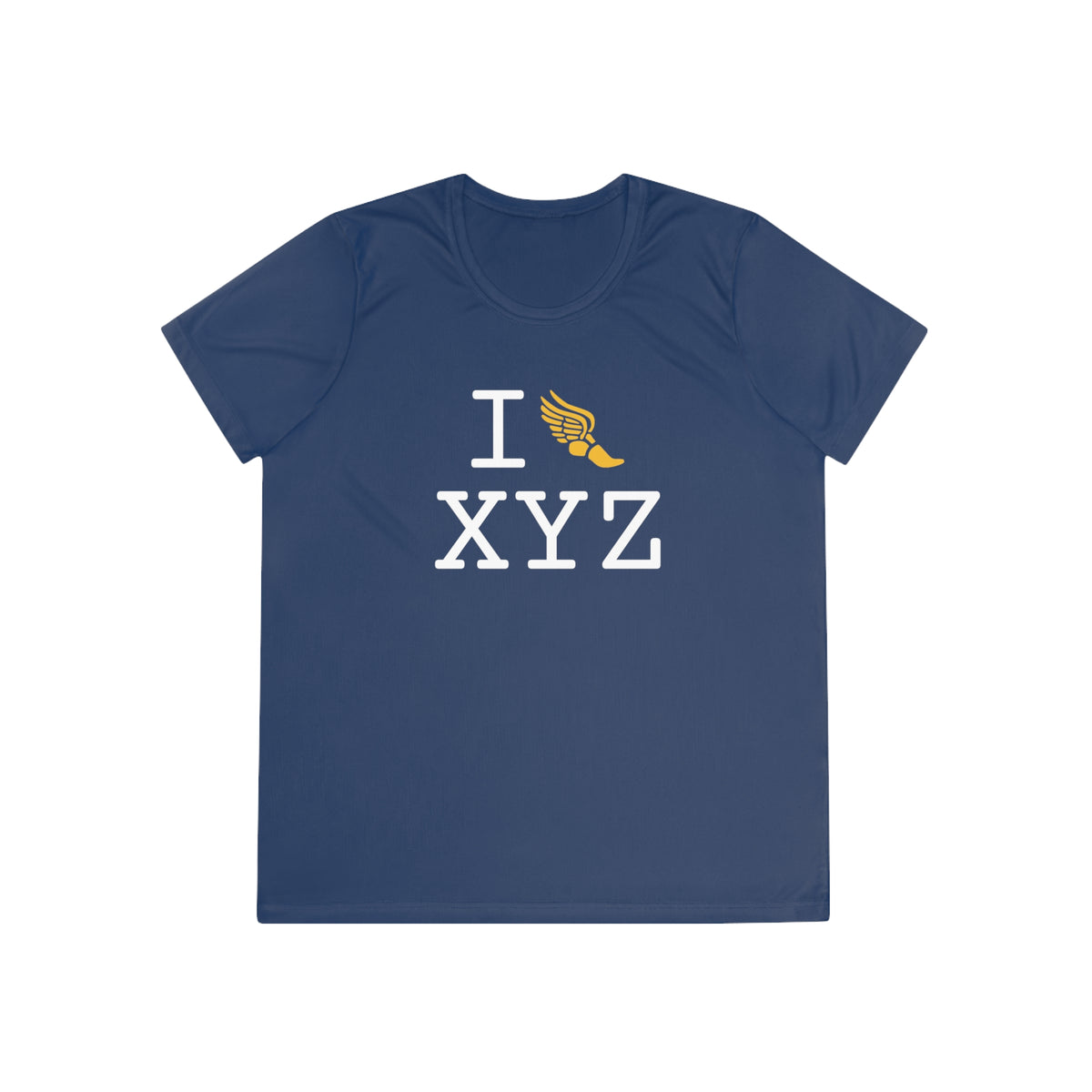 I Run women's athletic T, yellow logo