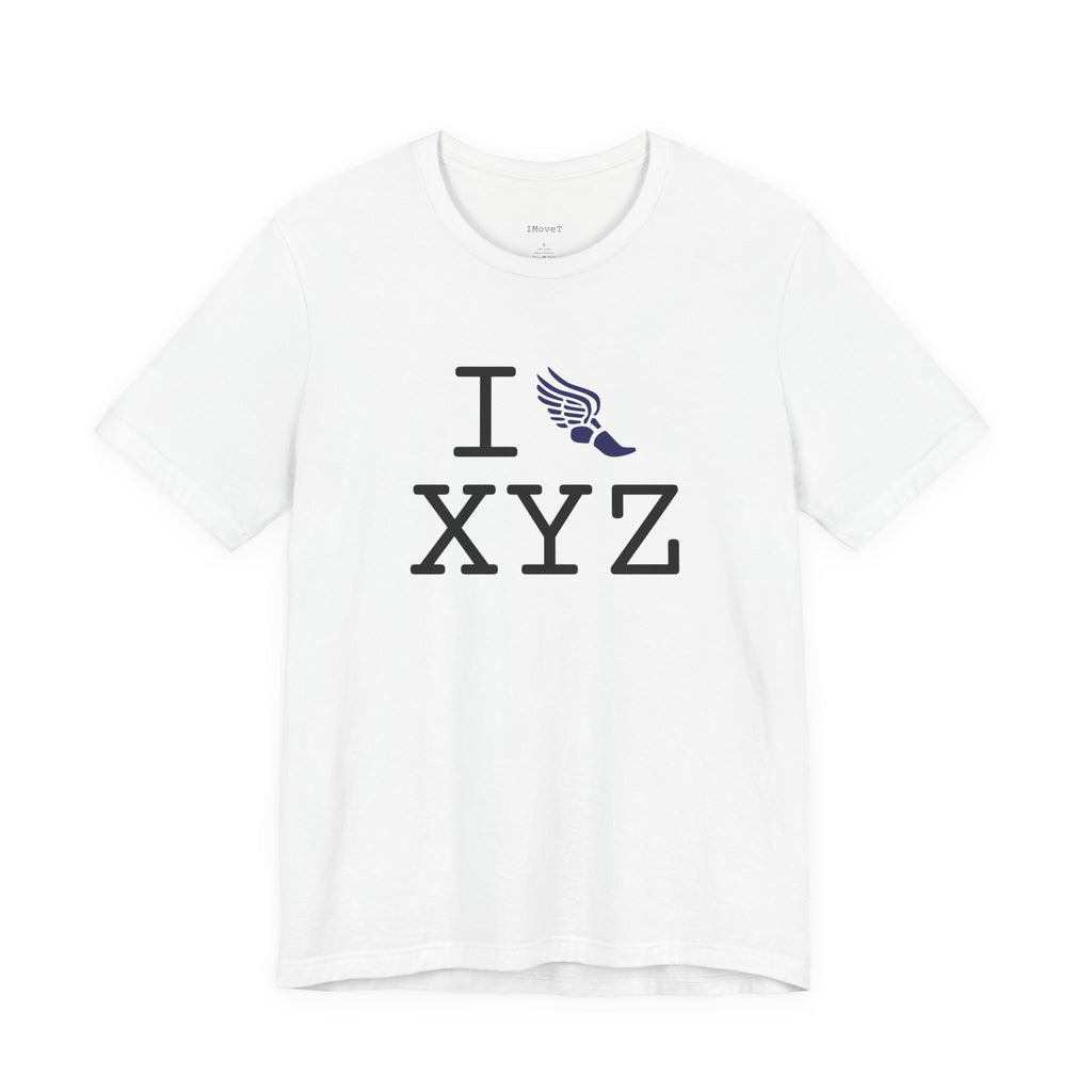 I Run ___ unisex T, navy logo