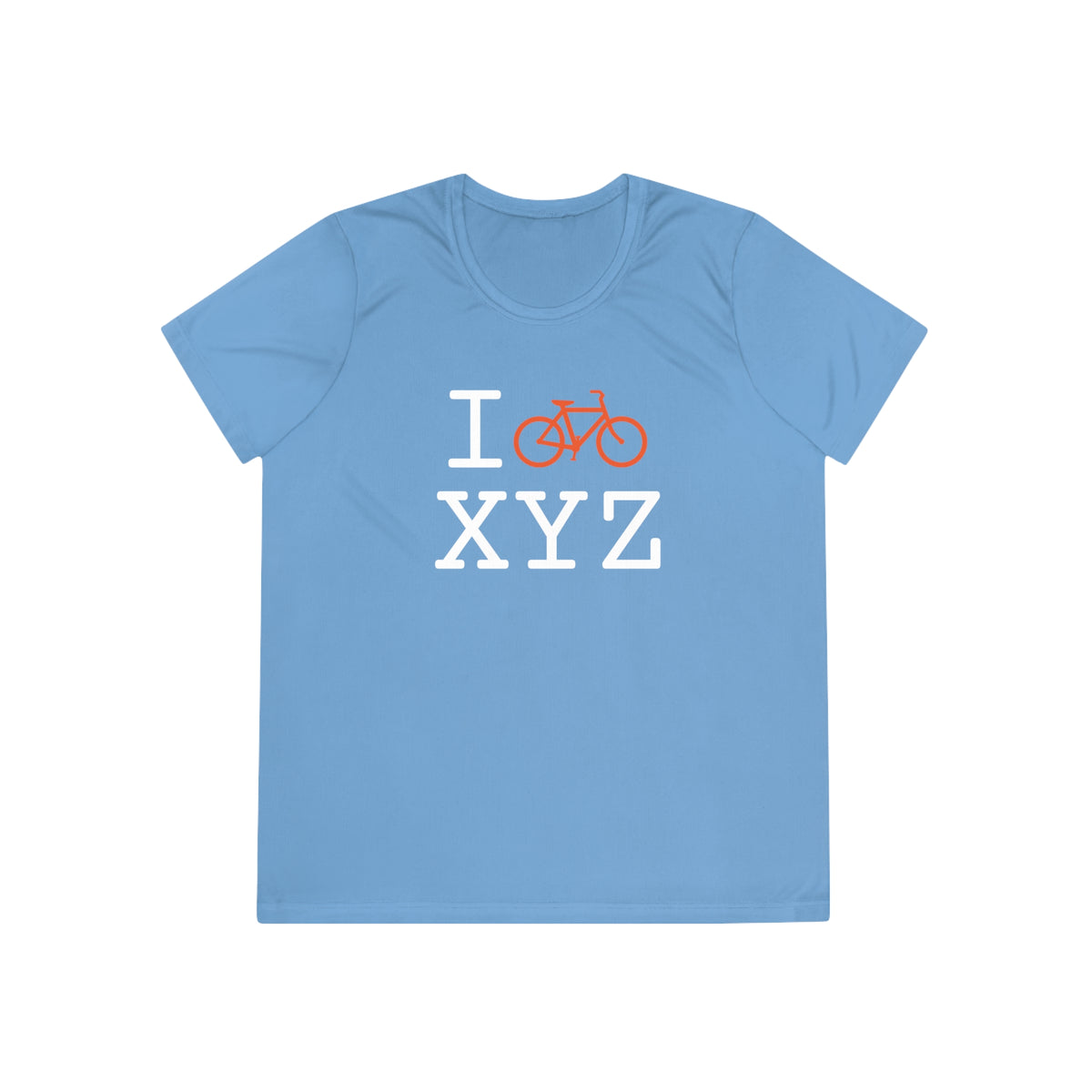 I Bike women's athletic T, orange bike