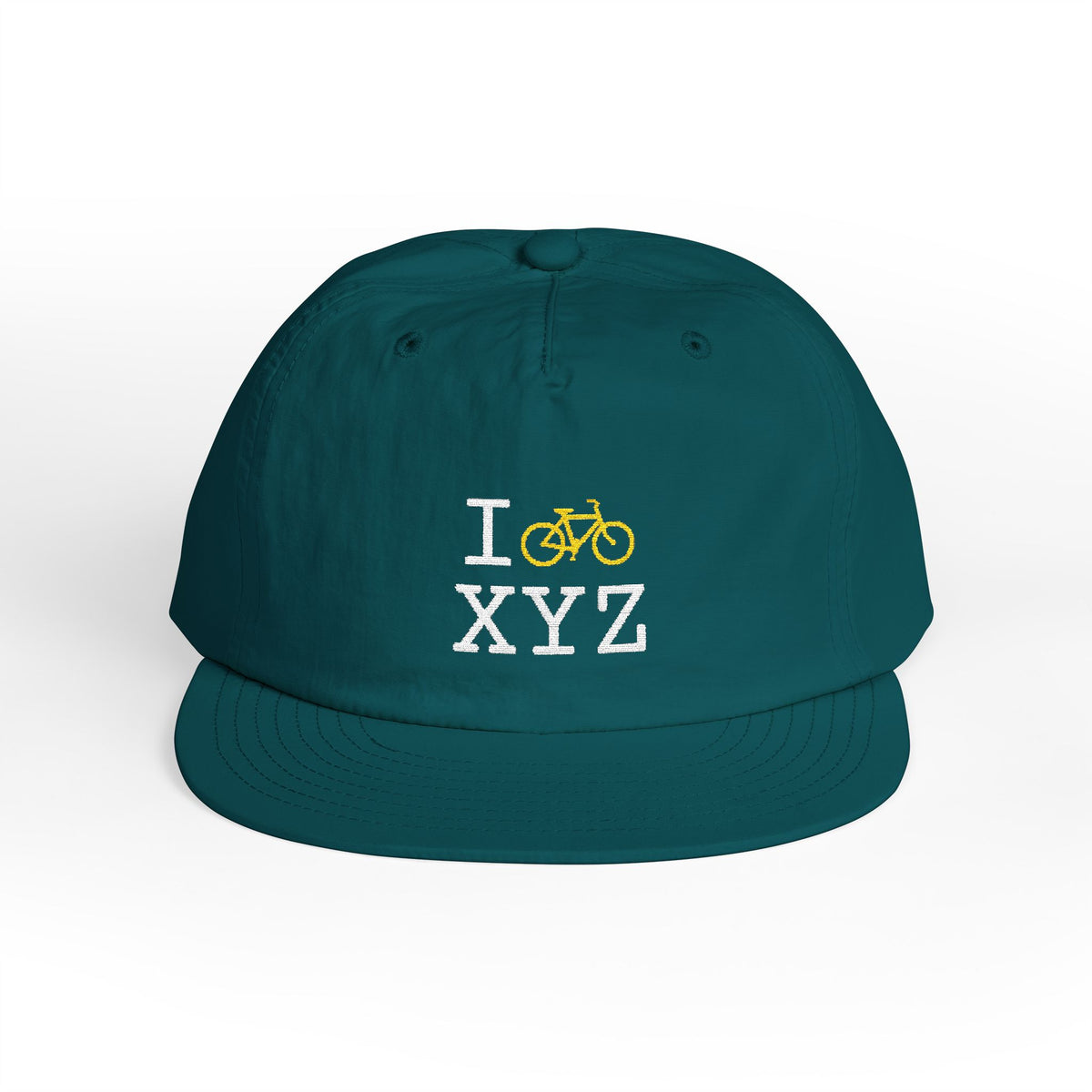 I Bike athletic hat, yellow bike