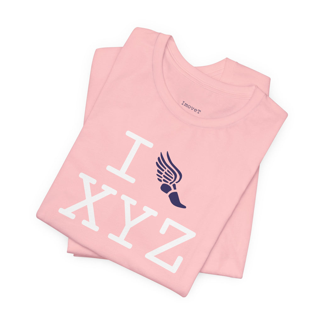 I Run unisex T, navy logo