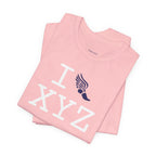 I Run unisex T, navy logo