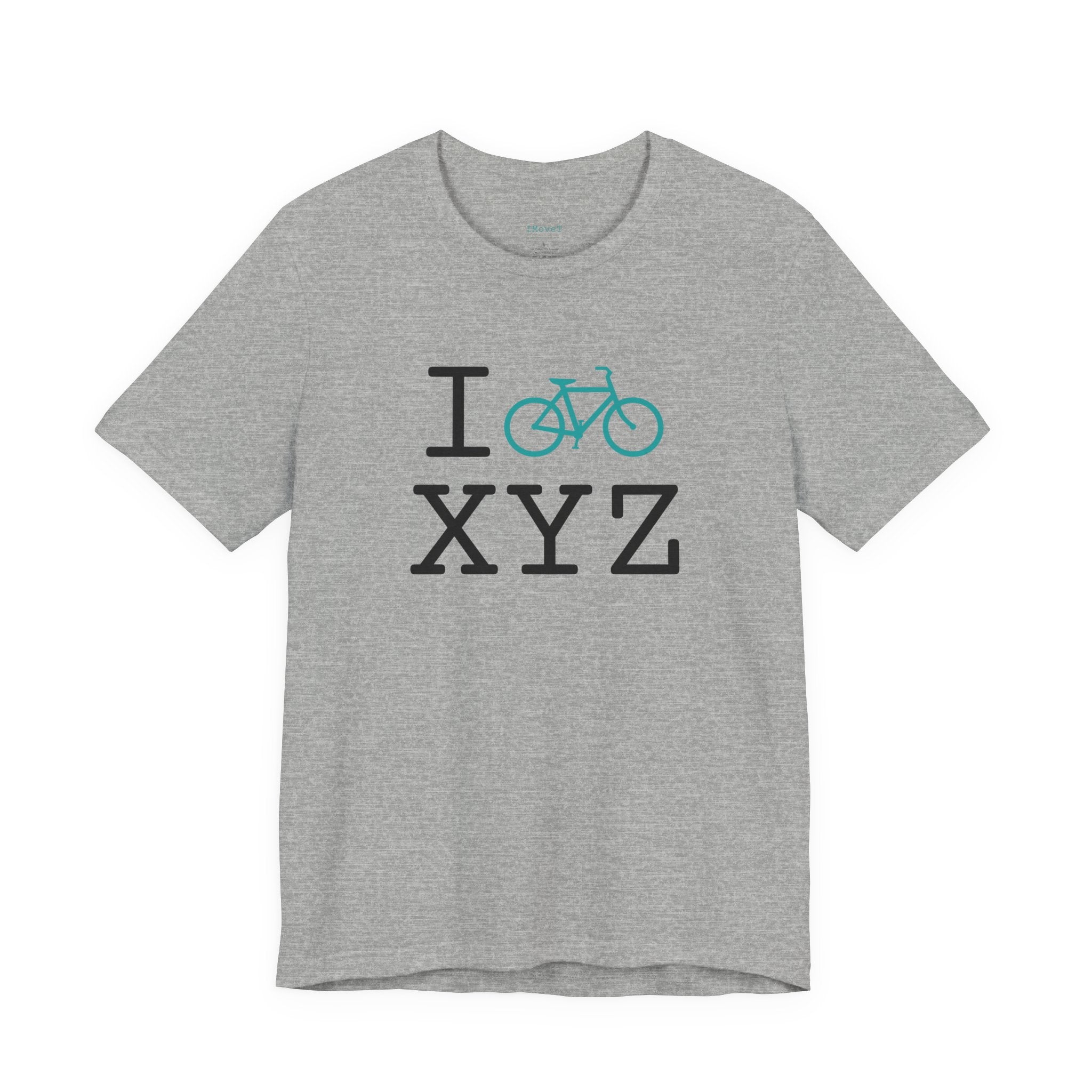 I Bike ___ unisex T, teal bike