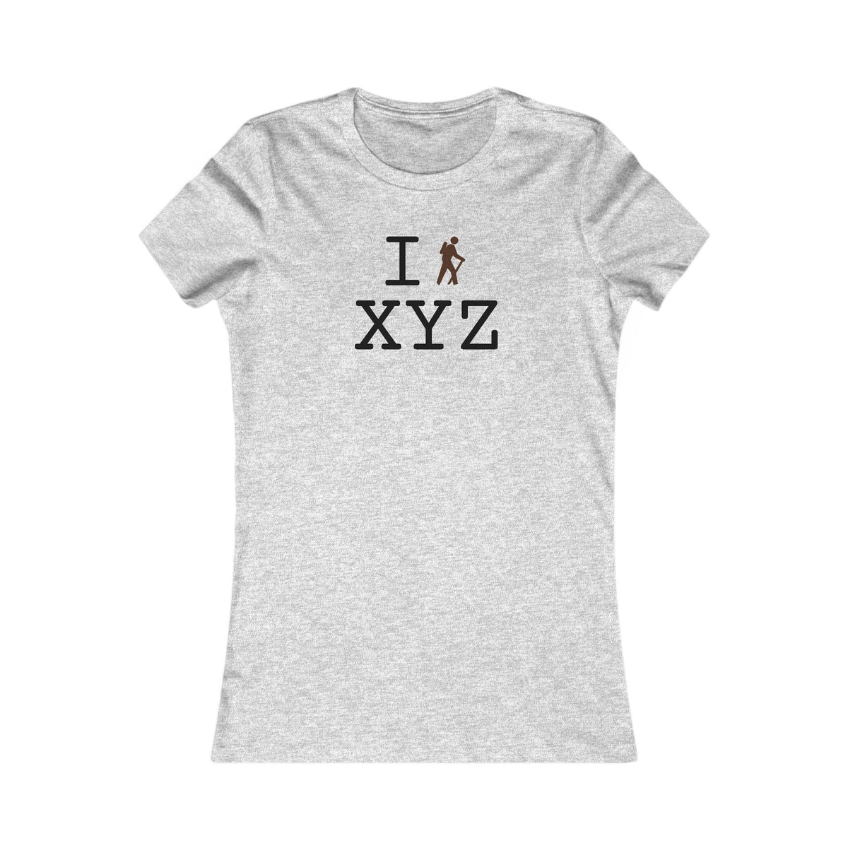 I Hike women's T, brown hiker