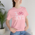 I Bike unisex T, hot pink bike