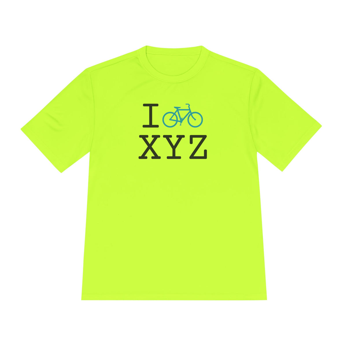 I Bike athletic T, teal bike