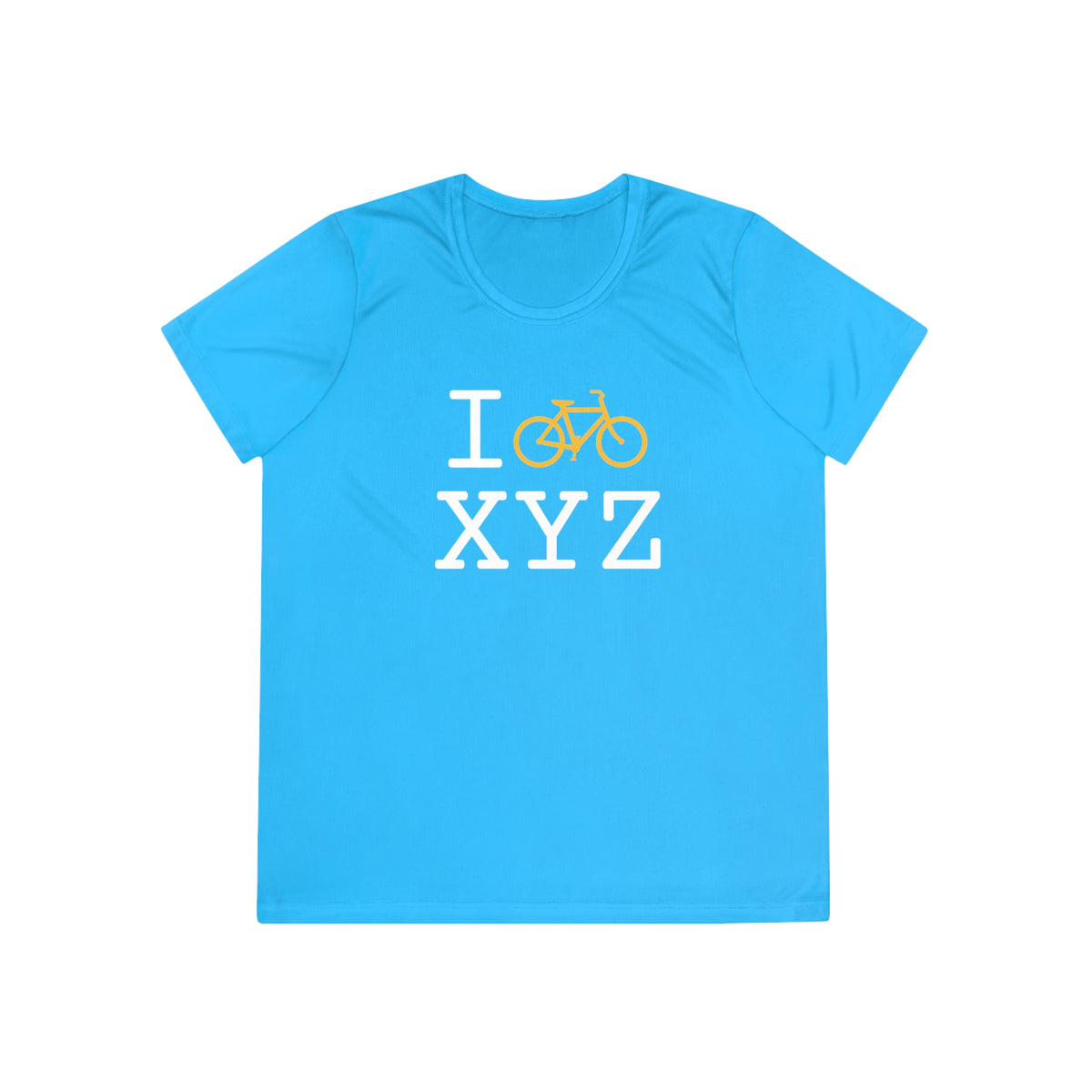 I Bike women's athletic T, yellow bike