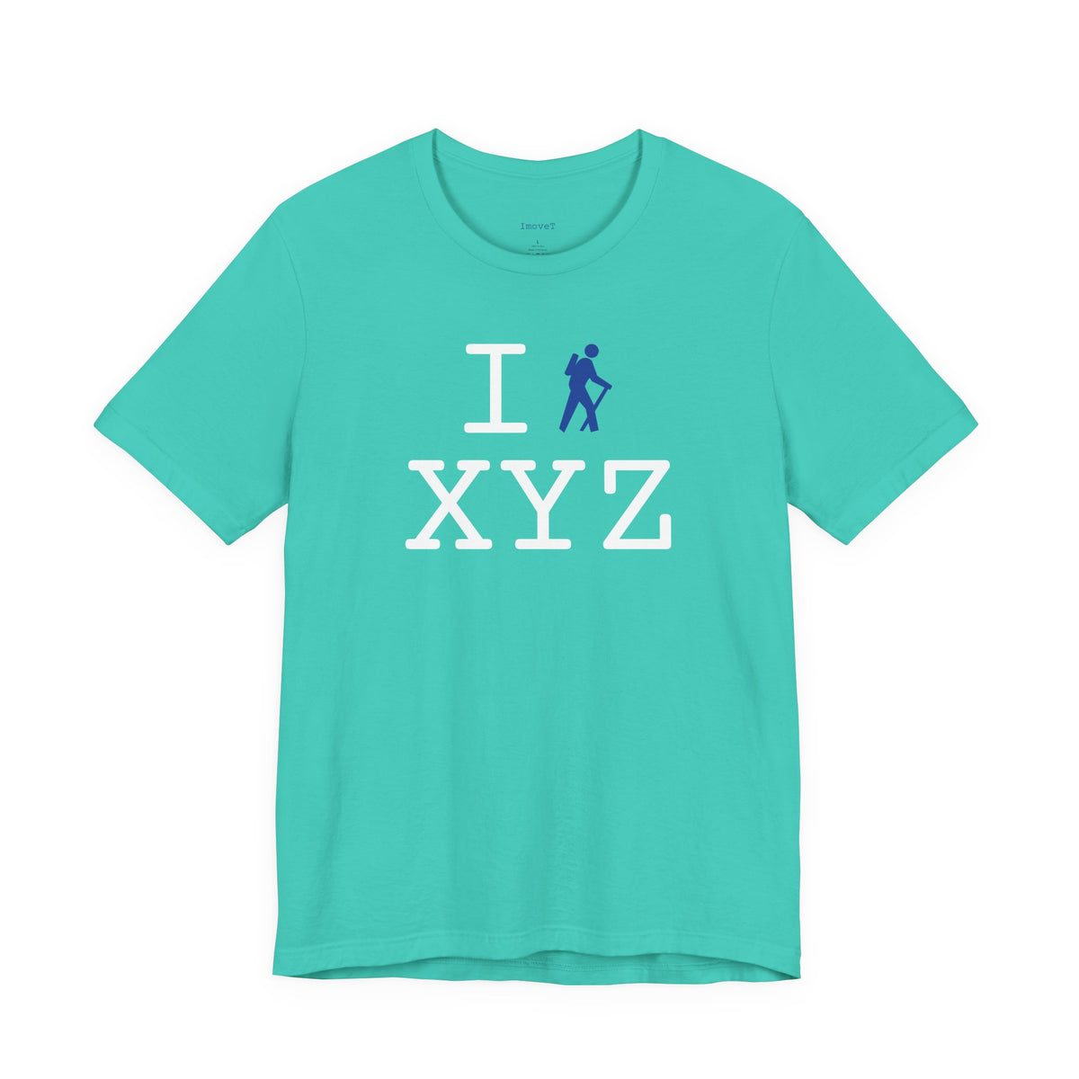 I Hike unisex T, blue hiker