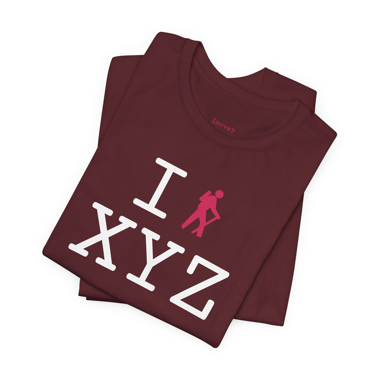 I Hike unisex T, hot pink hiker