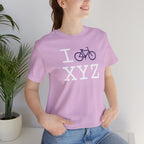 I Bike unisex T, purple bike