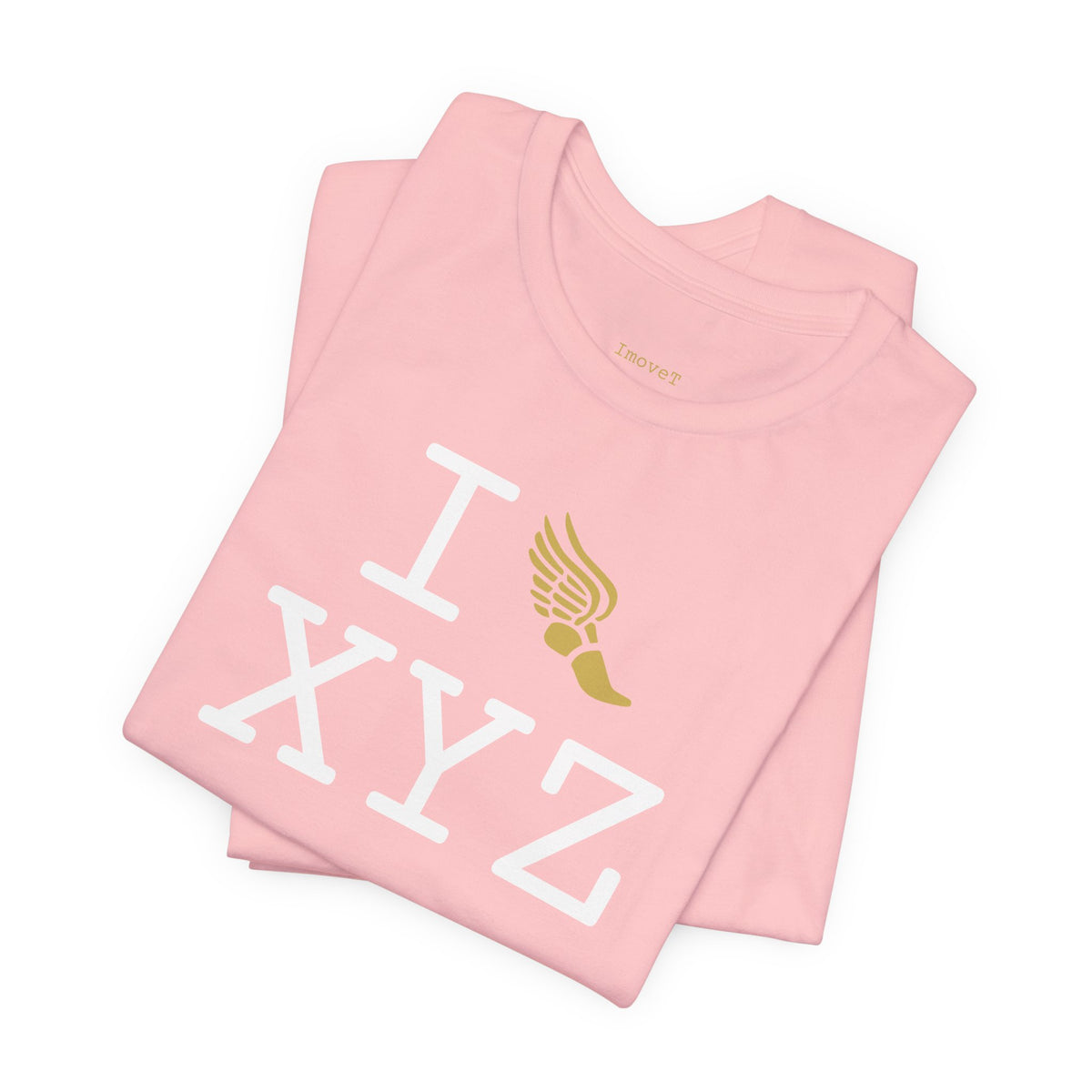 I Run unisex T, gold logo