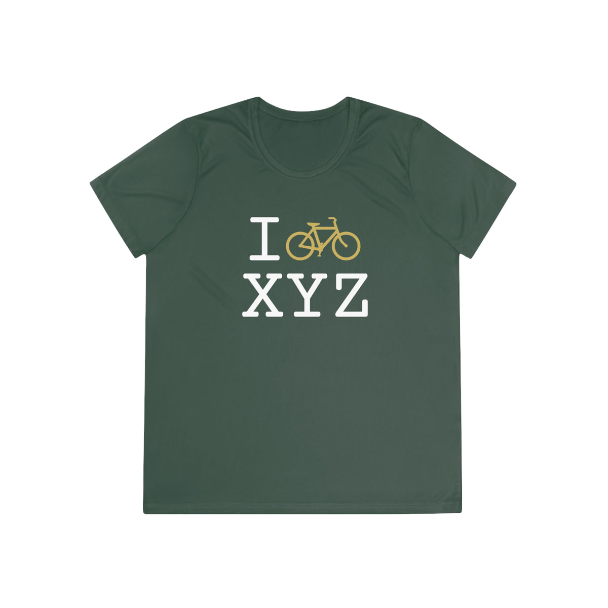 I Bike women's athletic T, gold bike