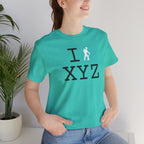 I Hike unisex T, white hiker
