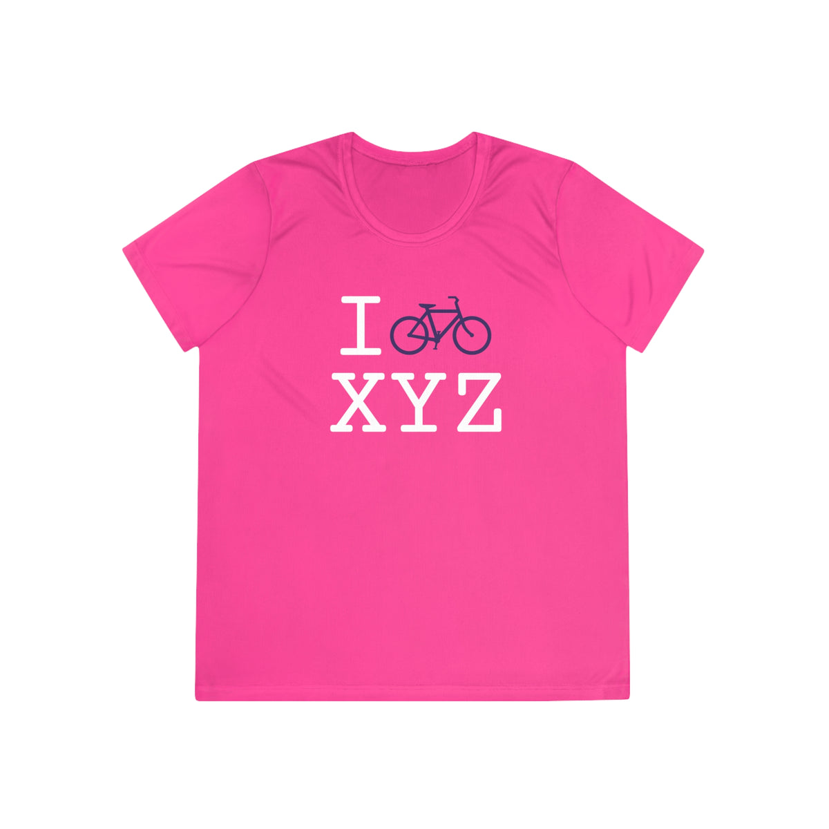 I Bike women's athletic T, purple bike
