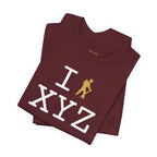 I Hike unisex T, gold hiker