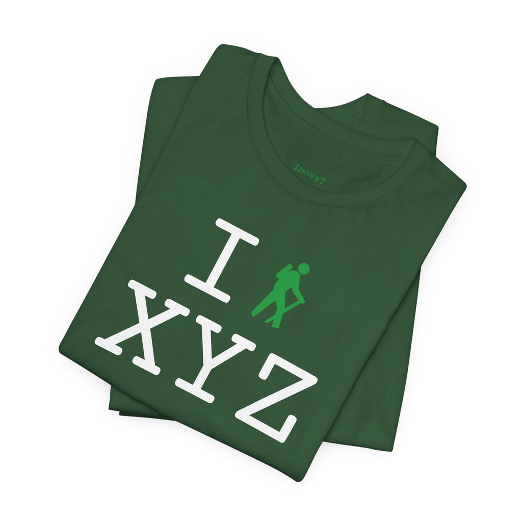 I Hike unisex T, green hiker