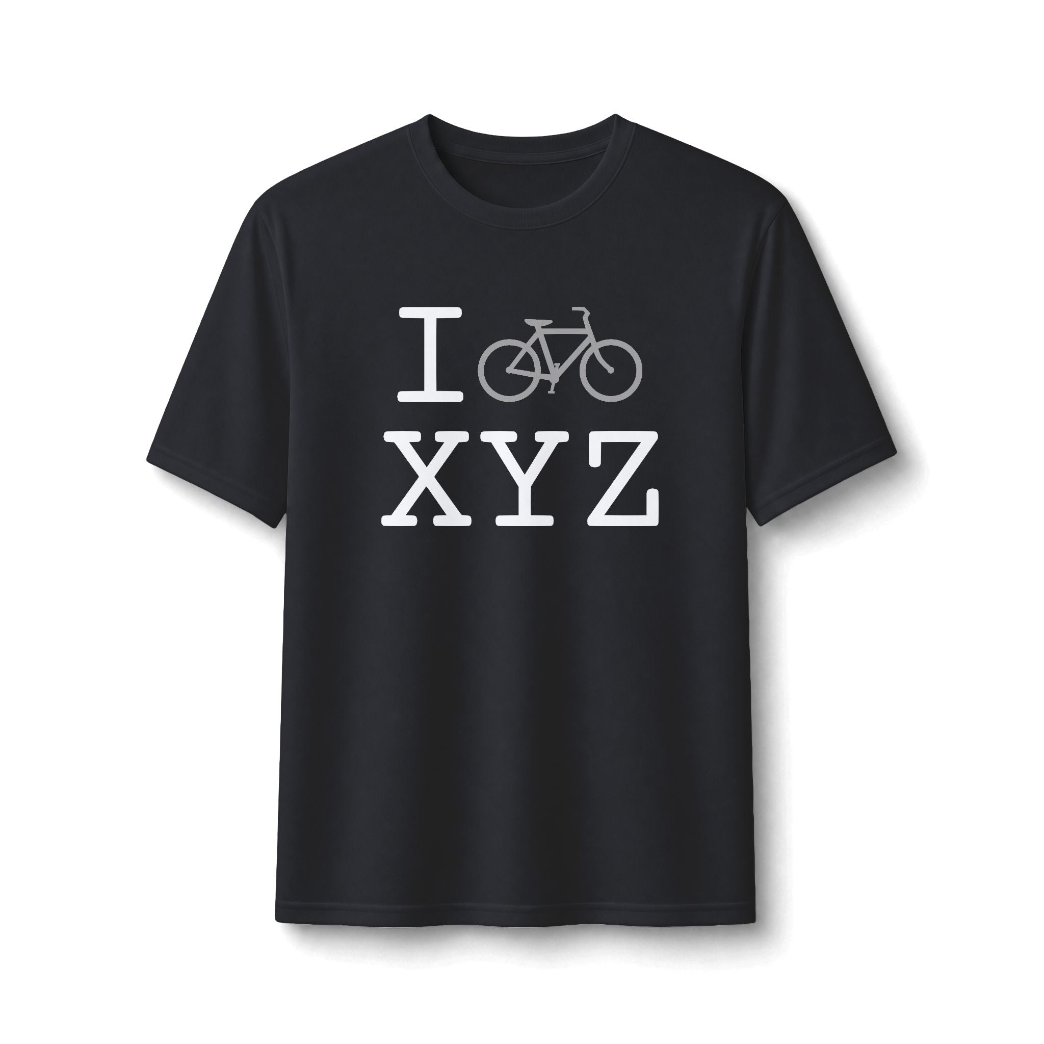 "I Bike ___" athletic T, grey bike