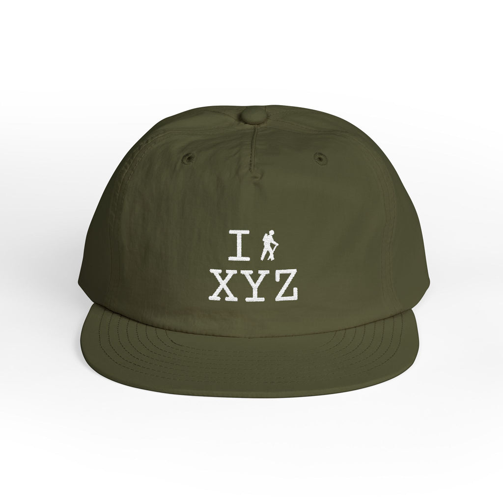 I Hike athletic hat, white hiker