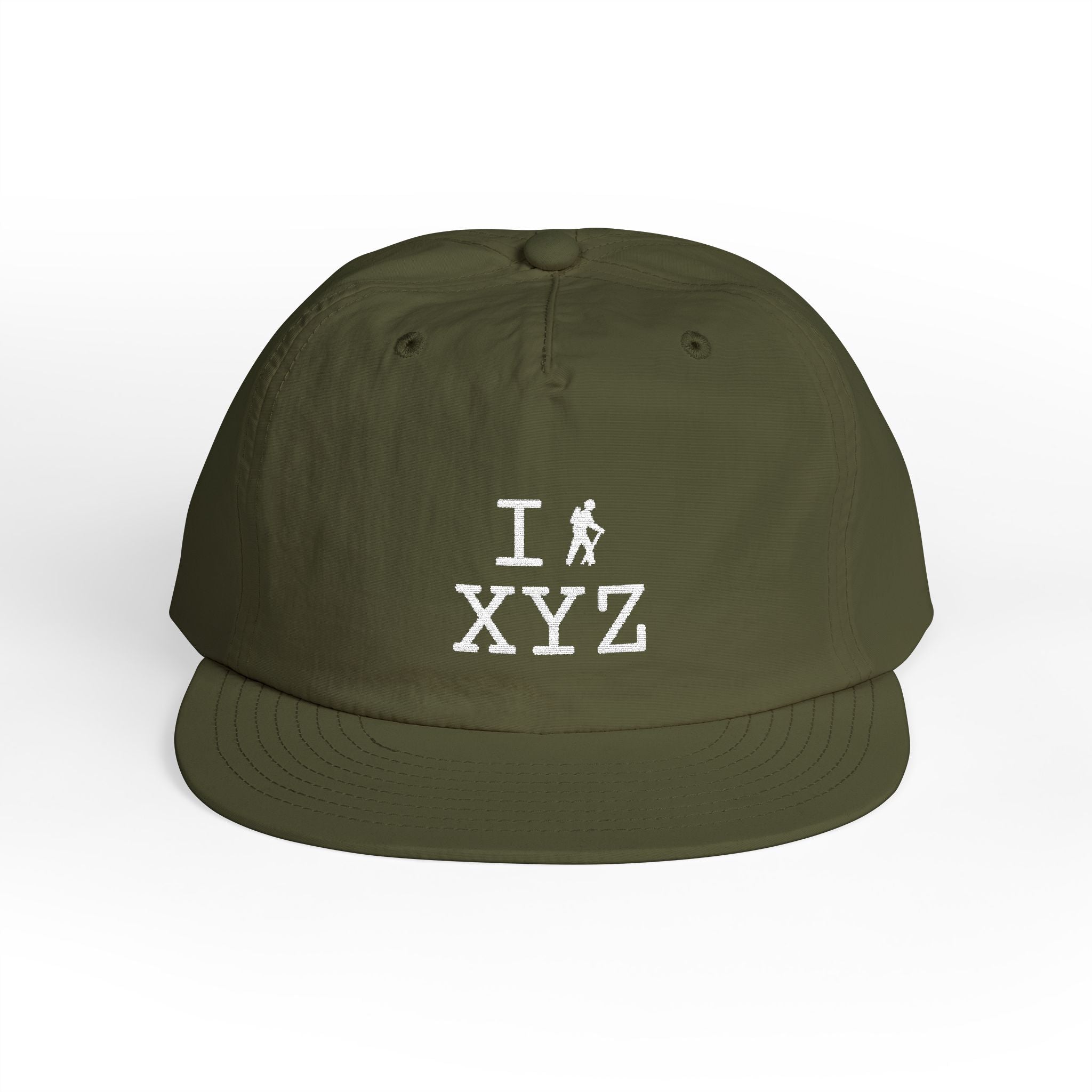 I Hike athletic hat, white hiker
