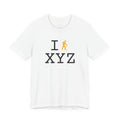 I Hike ___ unisex T, yellow hiker