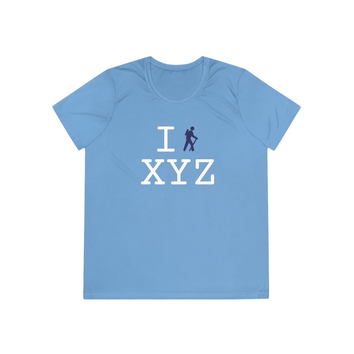 I Hike women's athletic T, navy hiker
