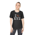 I Run women's athletic T, dark orange logo