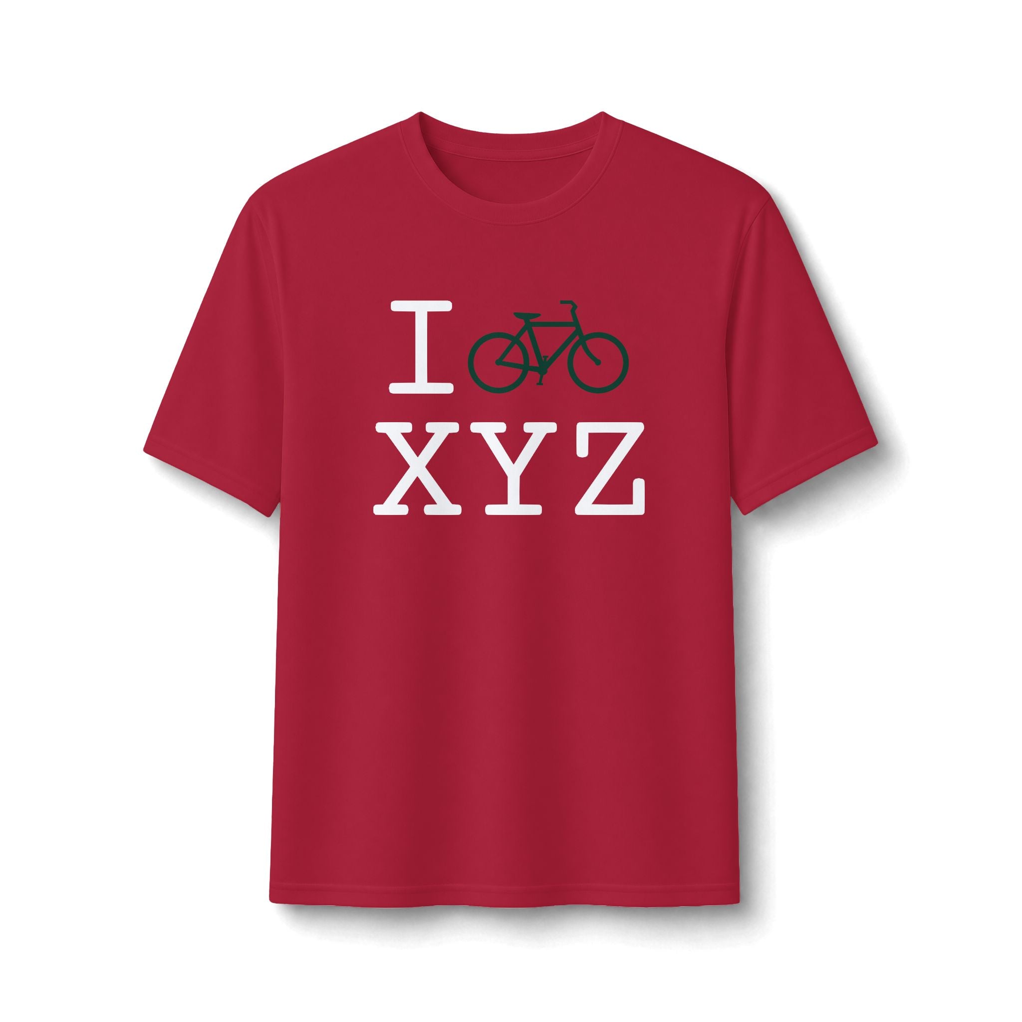 "I Bike ___" athletic T, dark green bike