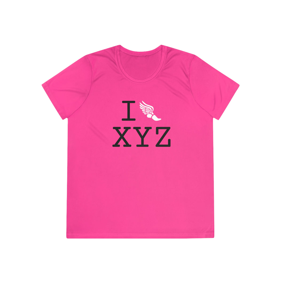 I Run women's athletic T, white logo