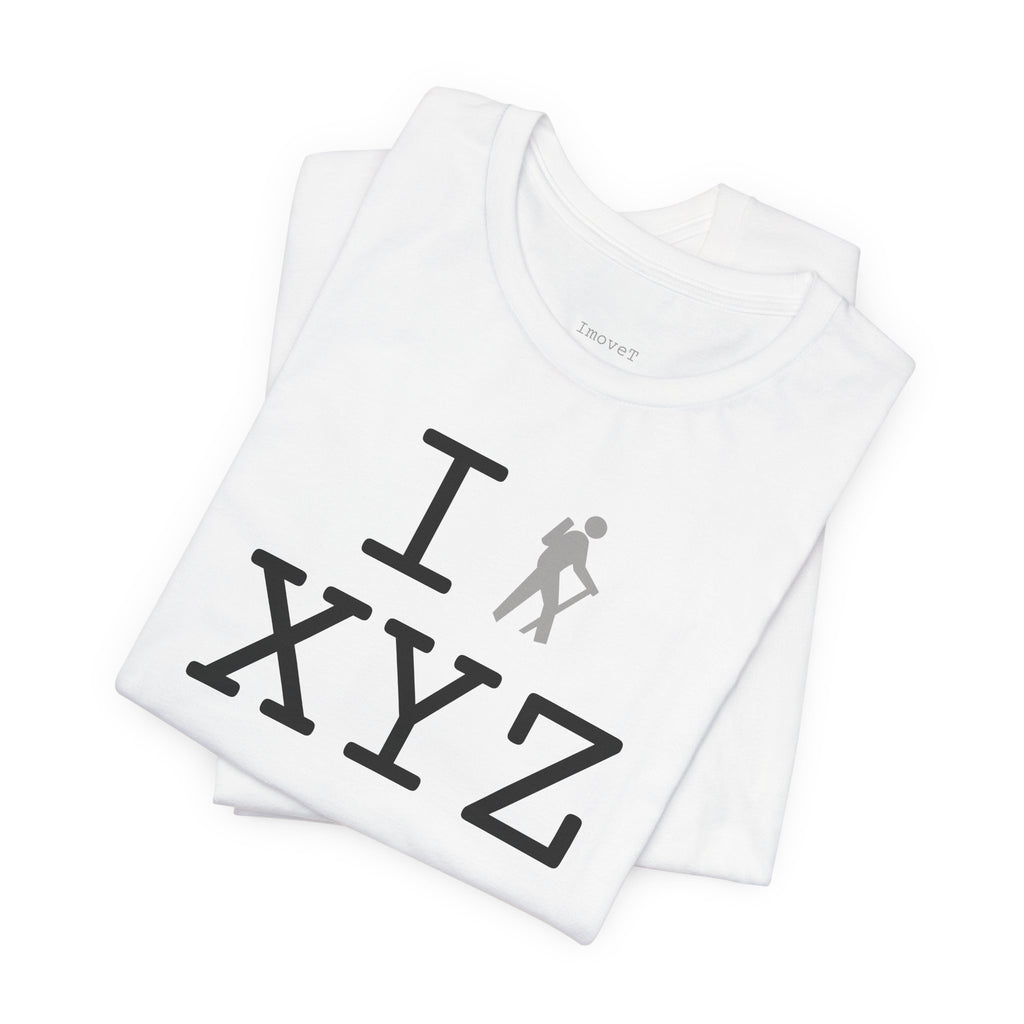 I Hike unisex T, grey hiker