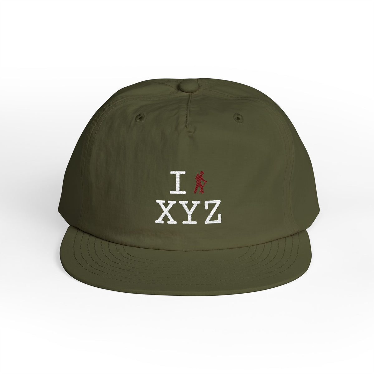 I Hike athletic hat, maroon hiker